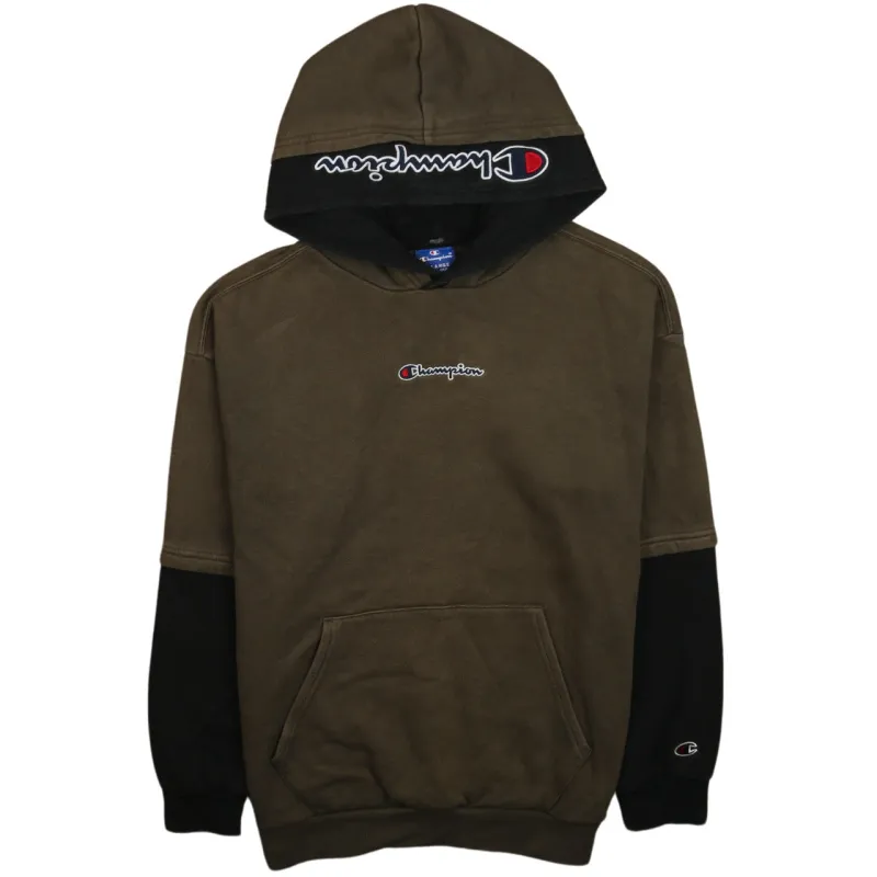 Champion Vintage 90's Green XL Hoodie with Pockets & Drawstring made by Champion