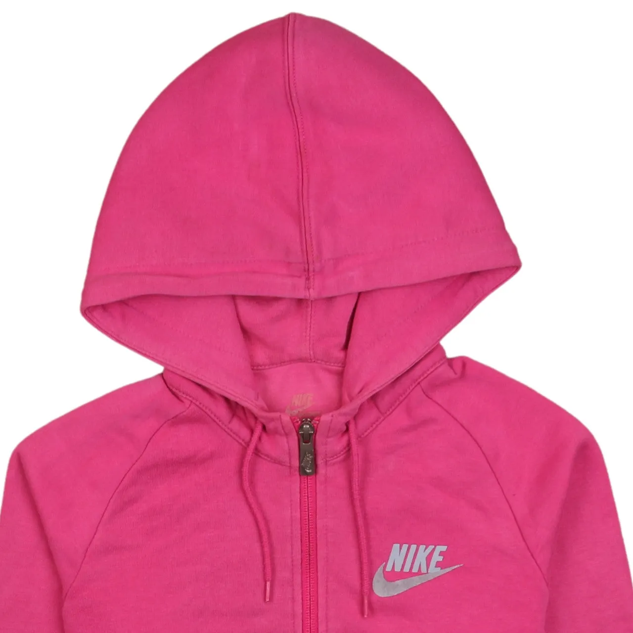 Nike Women's Bright Pink Zip Hoodie Small, Logo Sports Sweatshirt sold by Vintage Club product image thumbnail 3
