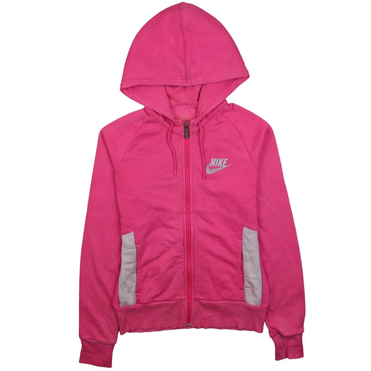 Nike Women's Bright Pink Zip Hoodie Small, Logo Sports Sweatshirt sold by Vintage Club