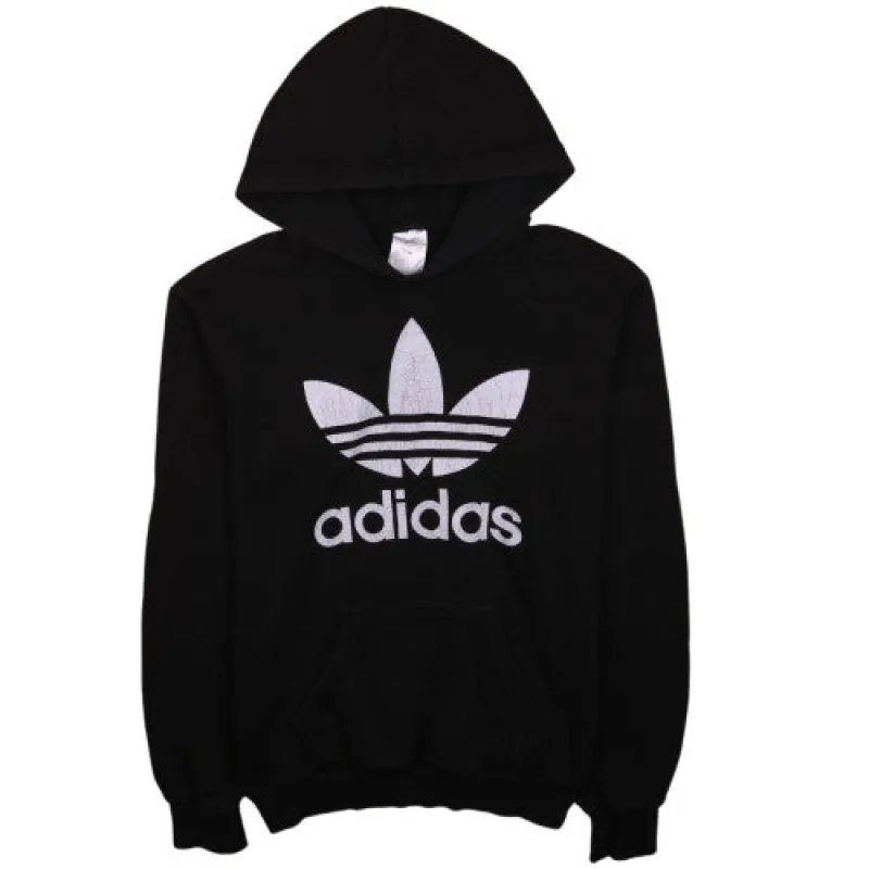 Adidas Women's Vintage 90's XL Black Spellout Trefoil Pullover Hoodie sold by Vintage Club