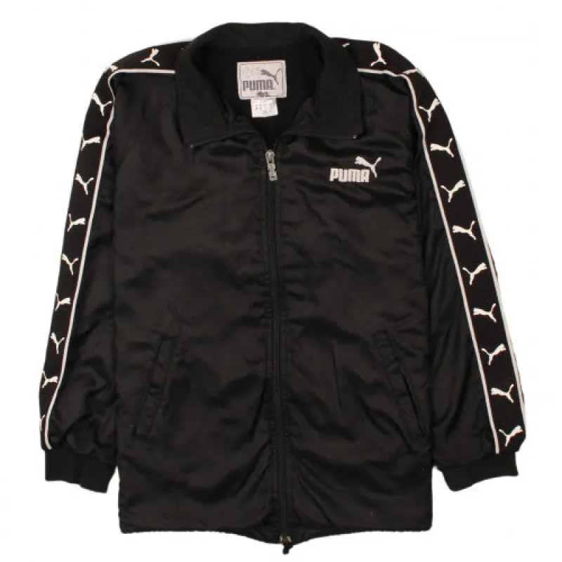 Puma 90s Full Zip Black Windbreaker Track Jacket Men's Small Vintage made by Puma