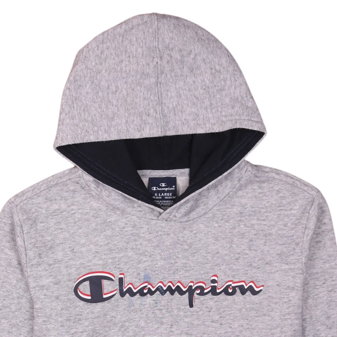 Champion Women's XLarge 90's Vintage Grey Spellout Hoodie Pullover sold by Vintage Club product image thumbnail 3