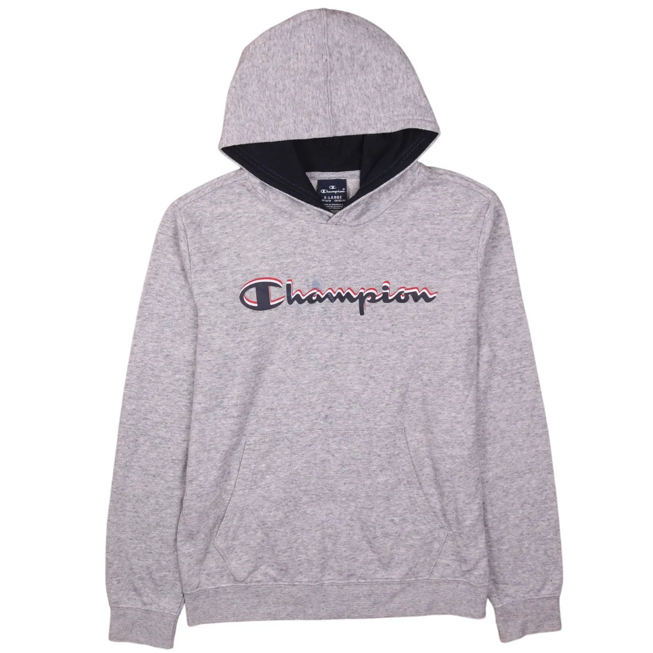 Champion Women's XLarge 90's Vintage Grey Spellout Hoodie Pullover sold by Vintage Club