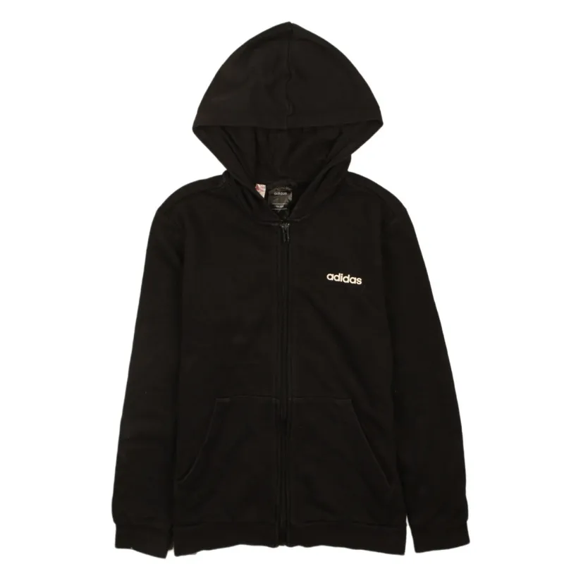 Adidas 90s Vintage Black Hoodie Unisex Medium Full Zip Retro Drawstring sold by Vintage Club