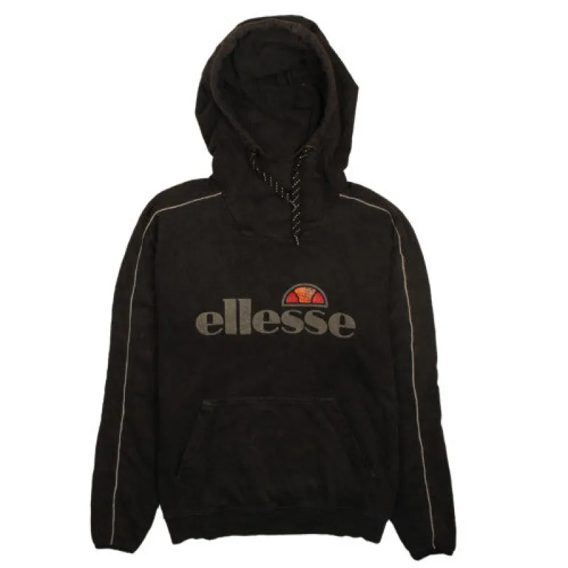 Ellesse Black Hoodie Women’s UK12 Embroidered Front Logo Piping Detail Pullover Sweatshirt made by Ellesse