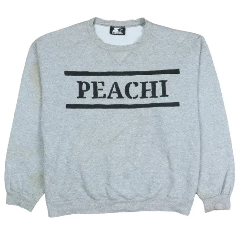 Starter 90's Grey Crew Neck Sweatshirt XL PEACHI Logo Vintage made by Starter