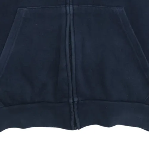 Adidas Navy Blue Full Zip Hoodie Men's Medium Three Stripe Sleeves Embroidered Logo Sweatshirt sold by Vintage Club product image thumbnail 5