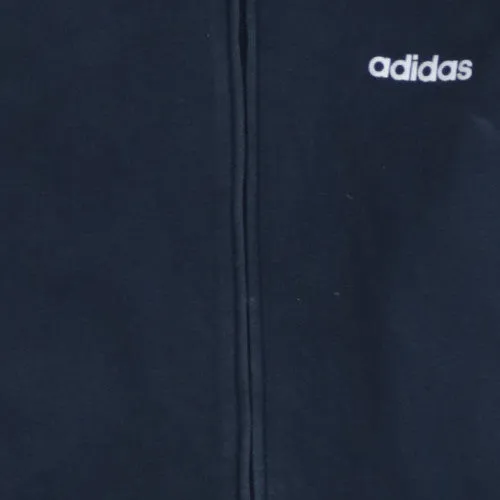 Adidas Navy Blue Full Zip Hoodie Men's Medium Three Stripe Sleeves Embroidered Logo Sweatshirt sold by Vintage Club product image thumbnail 4