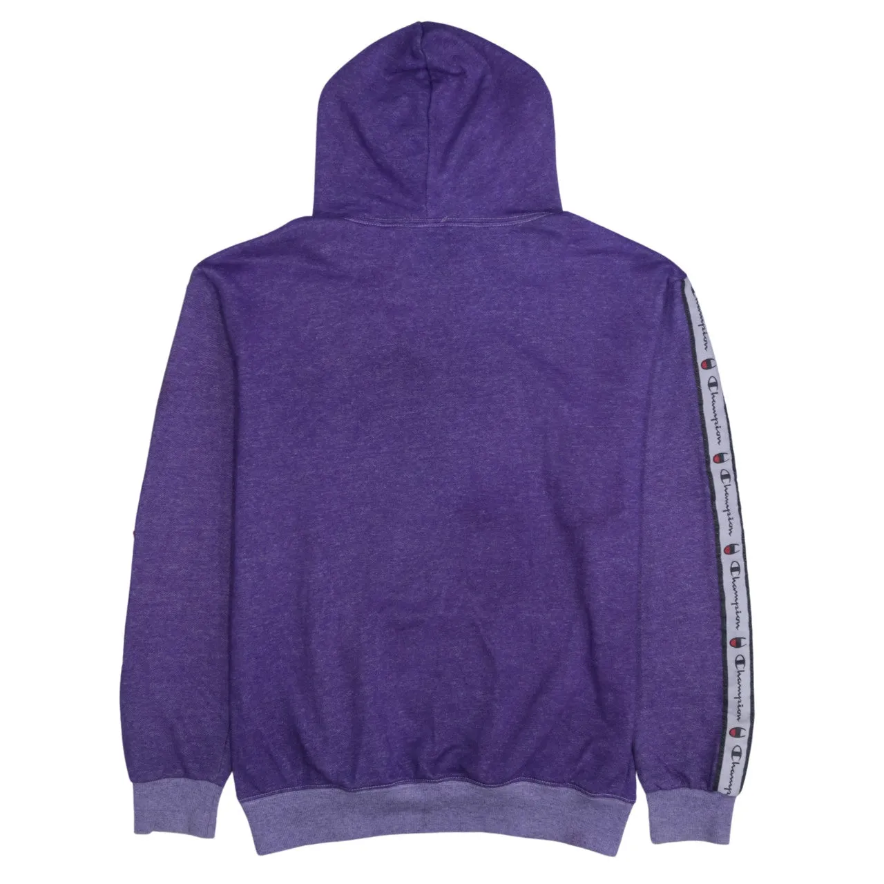 Champion Purple Hoodie Men's Medium Embroidered Chest Logo Branded Tape Sleeves Pullover Sweatshirt sold by Vintage Club product image thumbnail 2