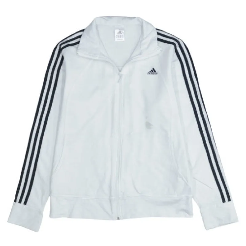 Adidas White Track Jacket Women’s XLarge Three Stripe Sleeves Embroidered Logo Zip Top sold by Vintage Club