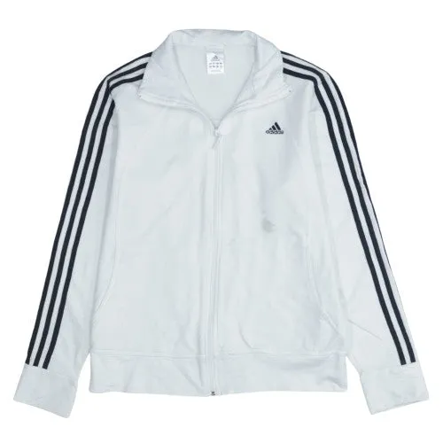 Adidas White Track Jacket Women’s XLarge Three Stripe Sleeves Embroidered Logo Zip Top sold by Vintage Club
