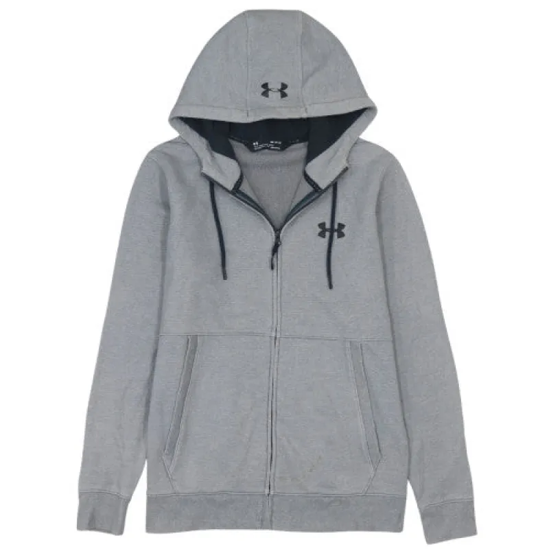 Under Armour Grey Full Zip Hoodie Men's Medium Embroidered Logo ColdGear Fitted Sweatshirt sold by Vintage Club