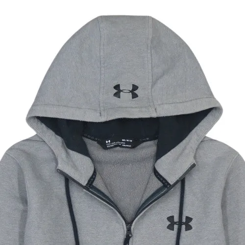 Under Armour Grey Full Zip Hoodie Men's Medium Embroidered Logo ColdGear Fitted Sweatshirt sold by Vintage Club product image thumbnail 3