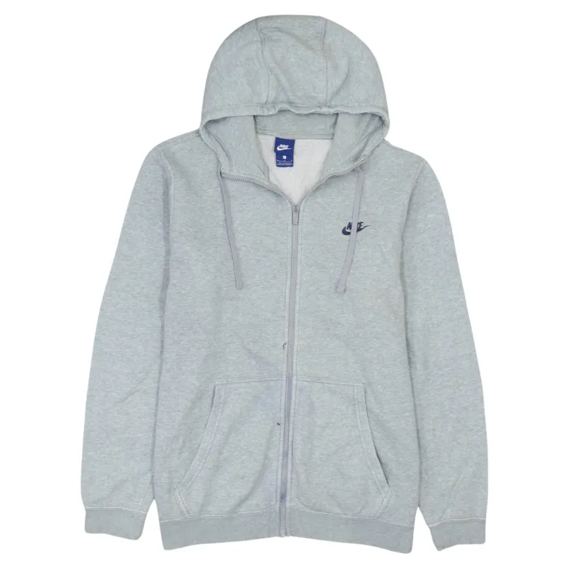 Nike Light Grey Hoodie Men's Large Full Zip Embroidered Swoosh Split Pocket Sweatshirt made by Nike