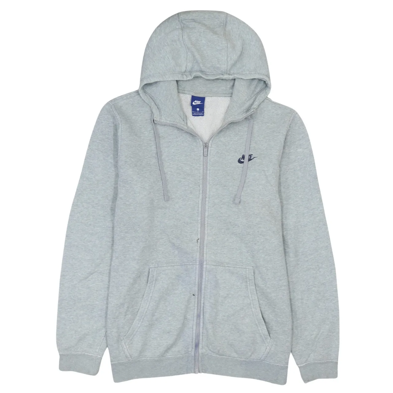 Nike Light Grey Hoodie Men's Large Full Zip Embroidered Swoosh Split Pocket Sweatshirt sold by Vintage Club