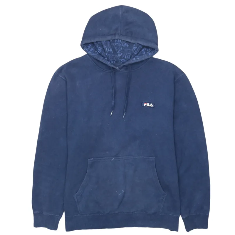 Fila Navy Blue Hoodie Men's Large Embroidered Chest Logo Front Pocket Pullover Sweatshirt made by Fila