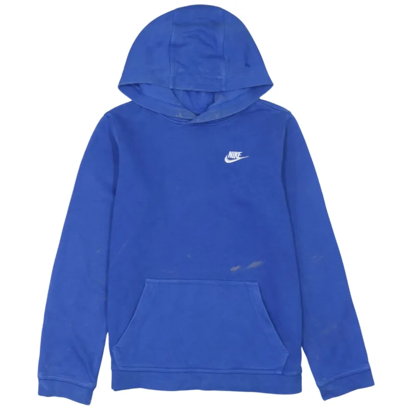 Nike Royal Blue Hoodie Men's XLarge Printed Swoosh Logo Front Pouch Pullover Sweatshirt made by Vintage Club