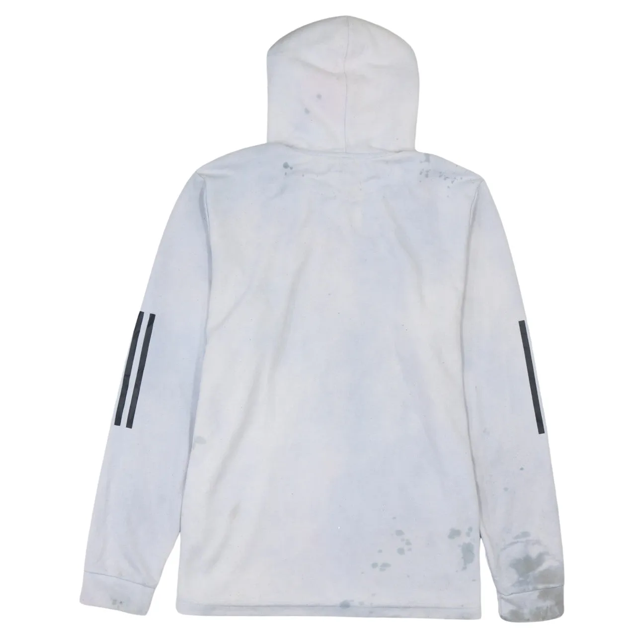 Adidas White Hoodie Men's Large Printed Logo Three Stripe Sleeves Pullover Sweatshirt sold by Vintage Club product image thumbnail 2