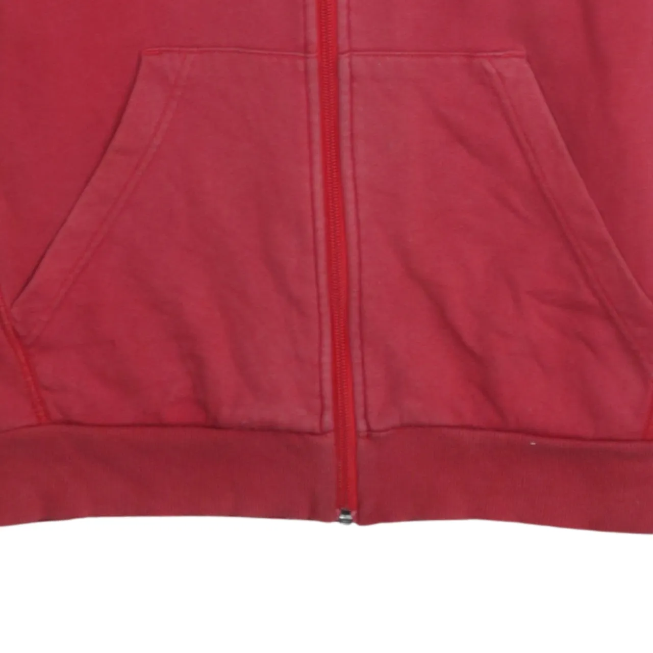 Adidas Red Zip Hoodie Women’s Large Three Stripe Sleeves Printed Logo Sweatshirt sold by Vintage Club product image thumbnail 5
