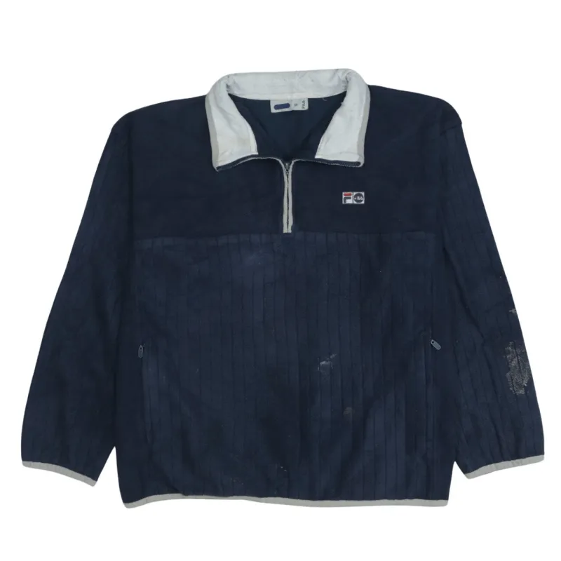 Vintage Fila 90's Men's Medium Navy Hiking Fleece Jacket Quarter Zip made by Fila