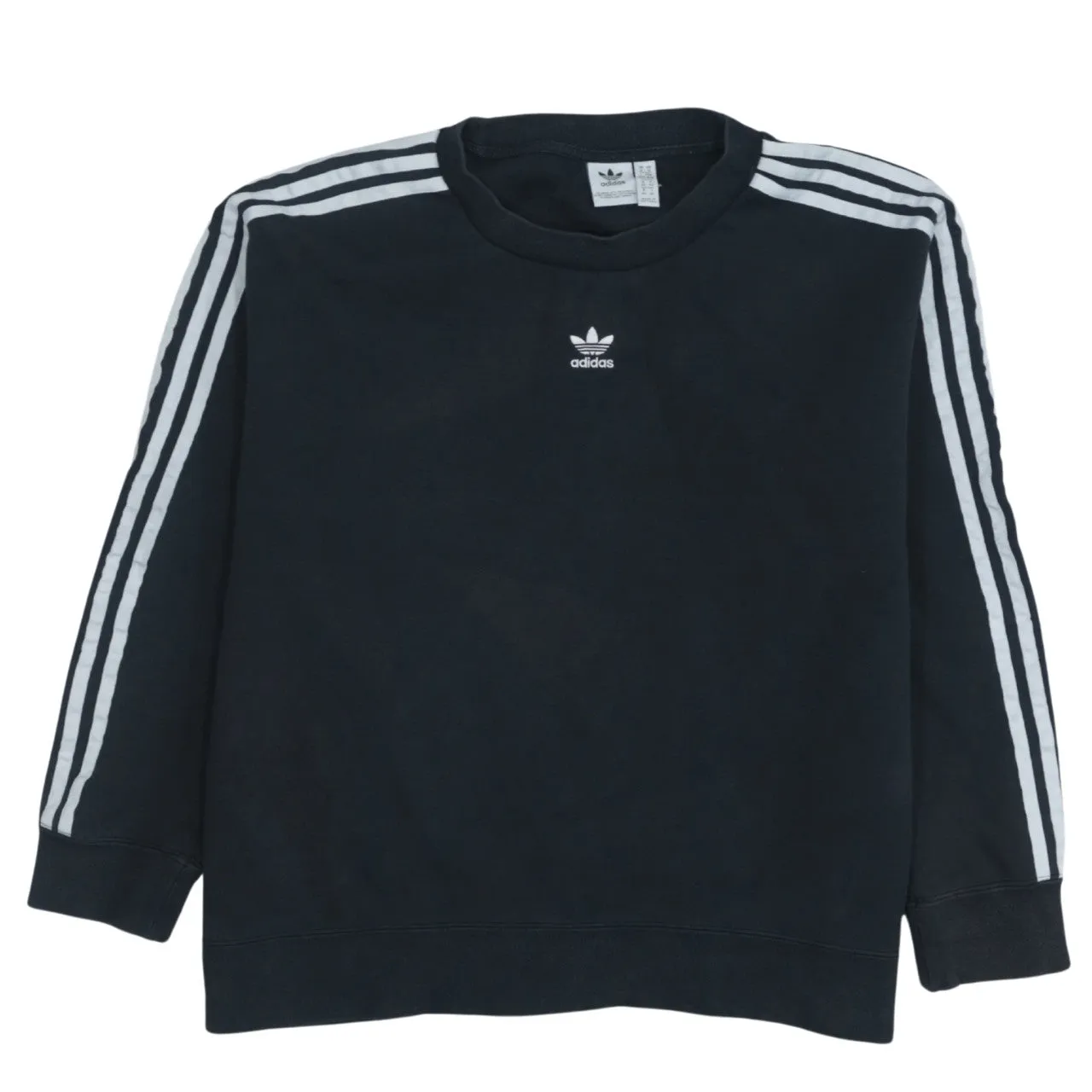 Adidas Women's Medium Black Vintage 90's Sweatshirt, Crew Neck, Striped sold by Vintage Club