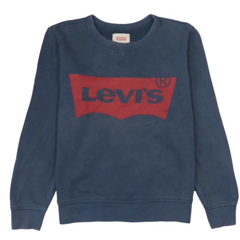 Vintage 90s Levi's Navy Blue Crew Neck Spellout Sweatshirt XS Rare sold by Vintage Club