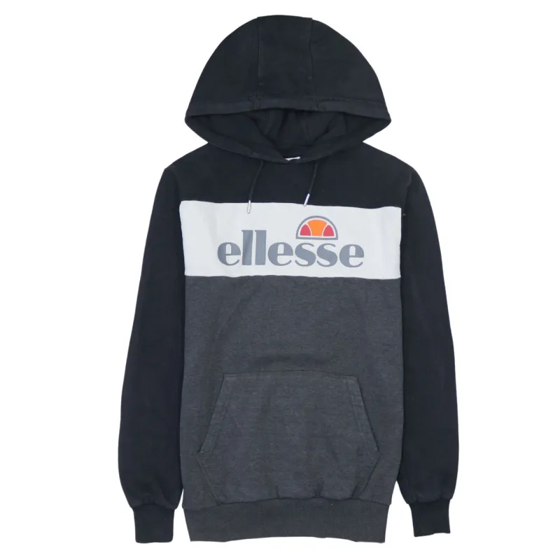 Vintage Ellesse 90s Spellout Pullover Hoodie XS Black Retro Style made by Ellesse