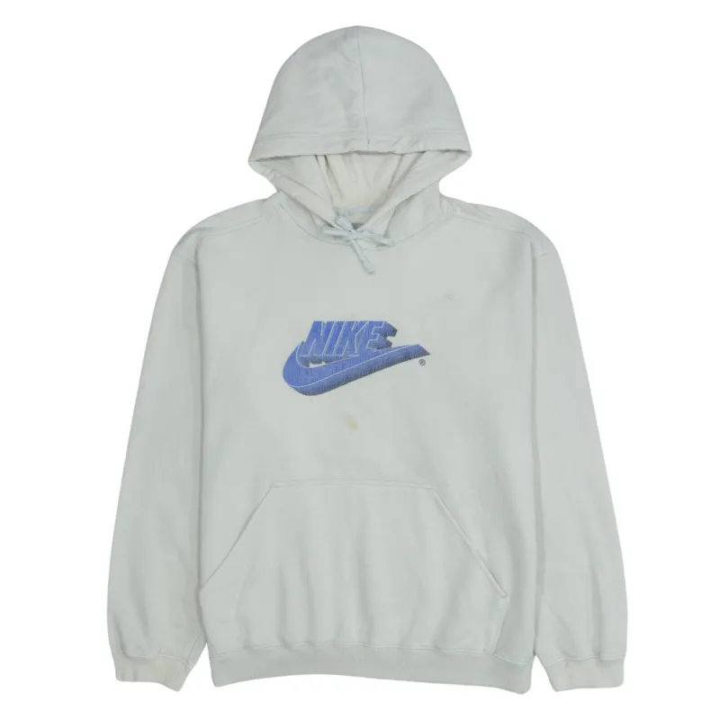 Vintage 90's Nike Men's Beige Cream Hoodie Large Center Swoosh made by Nike