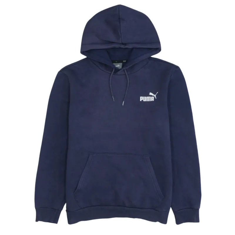 Vintage 90s Unisex Puma Hoodie Navy Blue Cotton Pullover Small Retro made by Puma