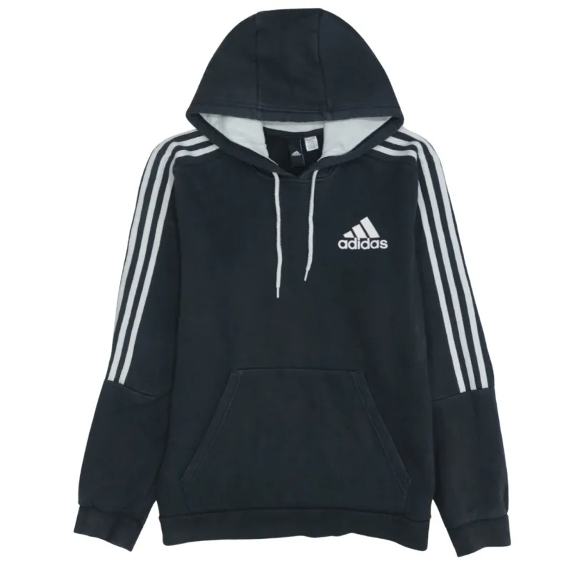 Adidas Vintage 90s Black Striped Sleeve Pullover Hoodie Men's Small made by Adidas