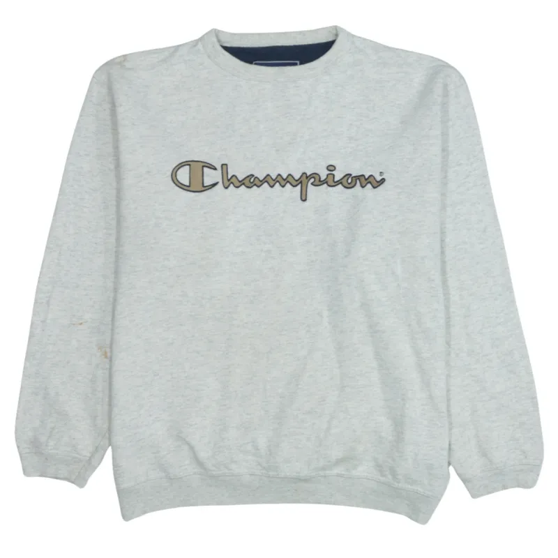 Champion 90s Vintage Grey Spellout Crew Neck Sweatshirt Men's Large sold by Vintage Club