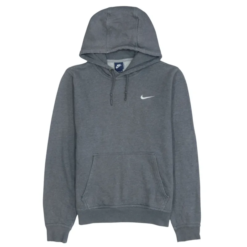Vintage Nike 90's Swoosh Hoodie Grey Small Cotton Pullover Sweatshirt made by Nike