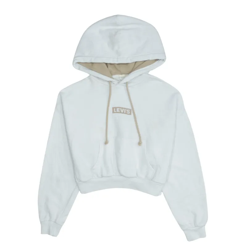 Levi's Vintage White XSmall Crop Hoodie 90s Cotton Pullover Top sold by Vintage Club