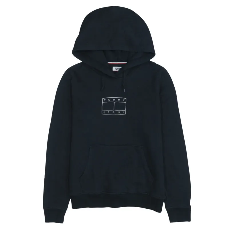 Tommy Jeans 90's Vintage Black Cotton Pullover Hoodie Medium Unisex made by Vintage Club