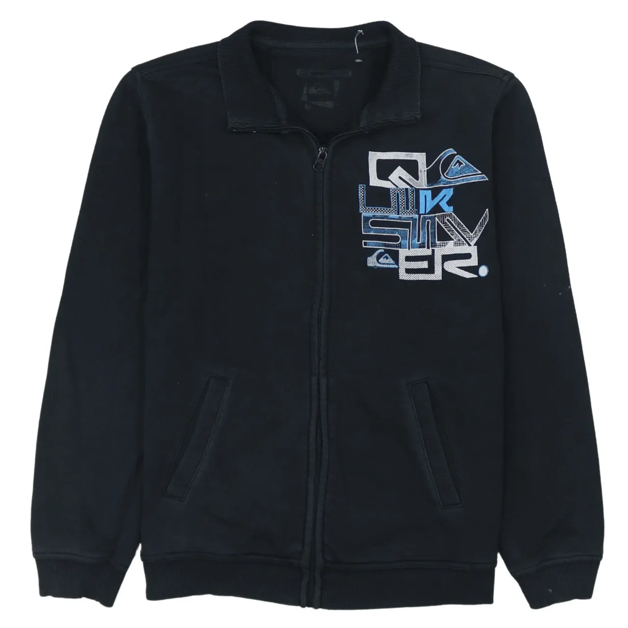 Quiksilver Men's Small Black Full Zip Sweatshirt Casual Jacket Logo sold by Vintage Club