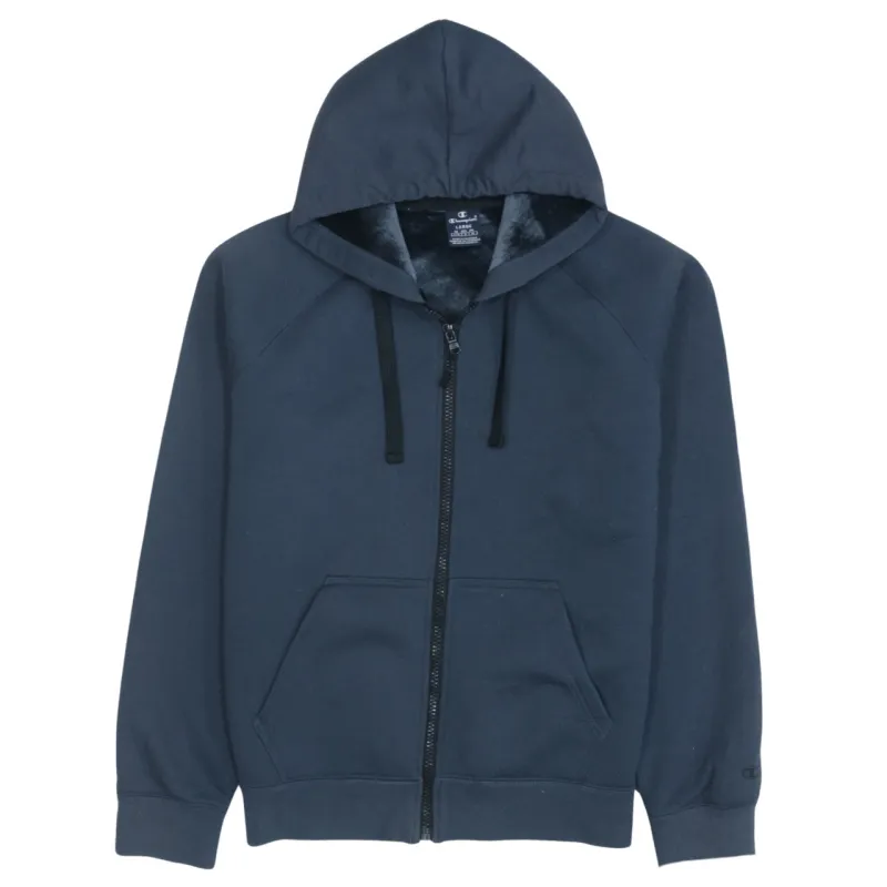 Vintage 90s Champion Navy Full Zip Hoodie Large - Drawstring Pockets made by Vintage Club