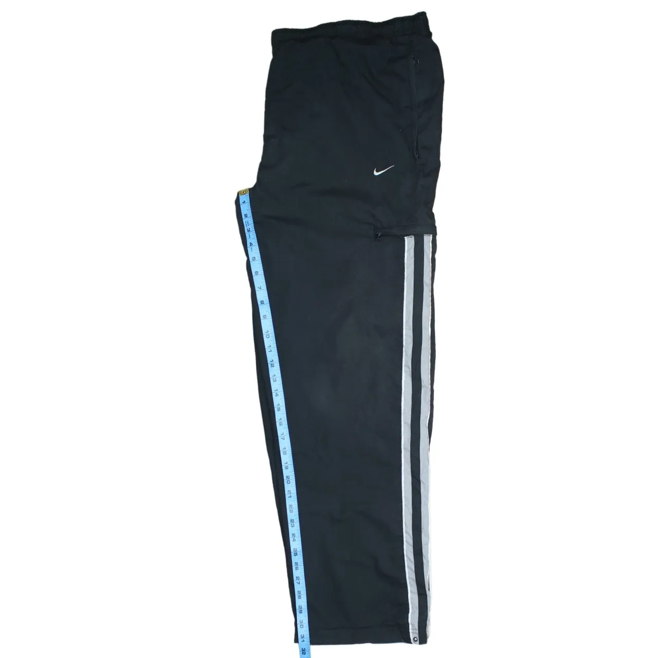 Nike XLarge Black Track Pants Men's White Stripes Swoosh Zip Trousers sold by Vintage Club product image thumbnail 5