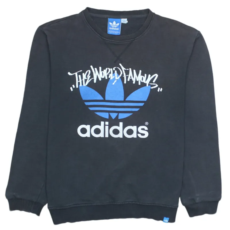 Adidas Vintage 90's Spellout Crew Neck Sweatshirt Men's Medium Black sold by Vintage Club