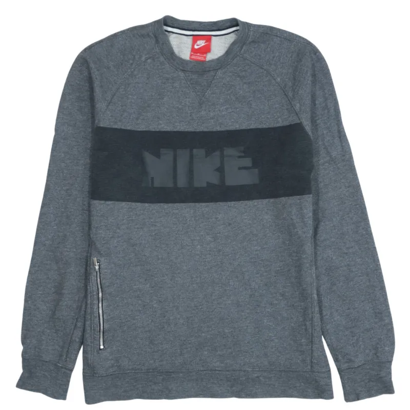 Vintage Nike 90's Grey Spellout Crew Neck Sweatshirt Men's M Retro made by Nike