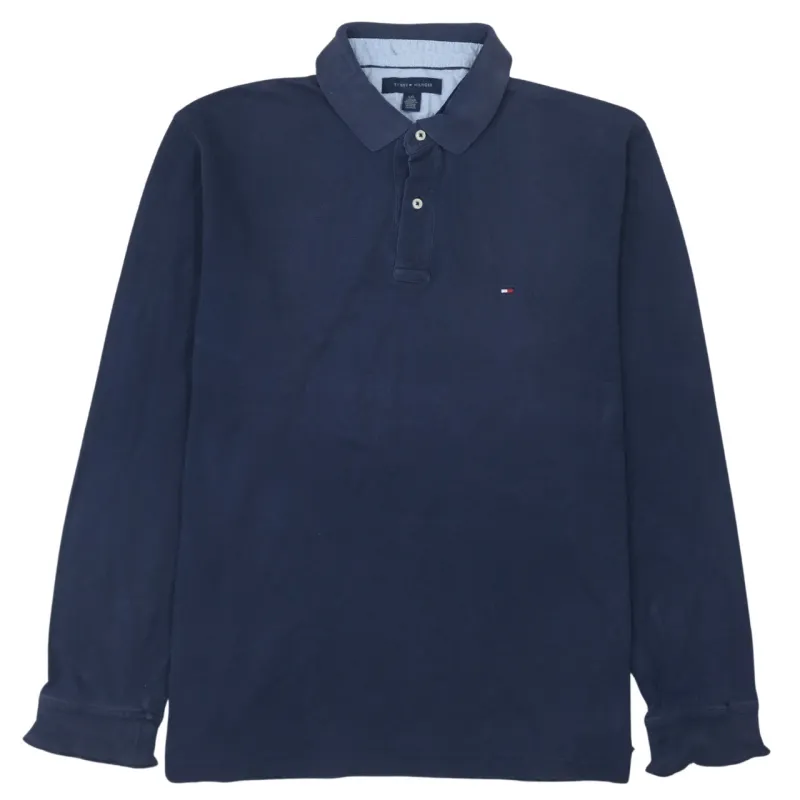 Tommy Hilfiger 90's Vintage Men's Navy Polo Shirt Long Sleeve Large made by Tommy Hilfiger