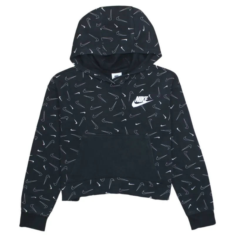 Nike Women's Large Black 90's Swoosh Hoodie Retro Vintage Pullover sold by Vintage Club