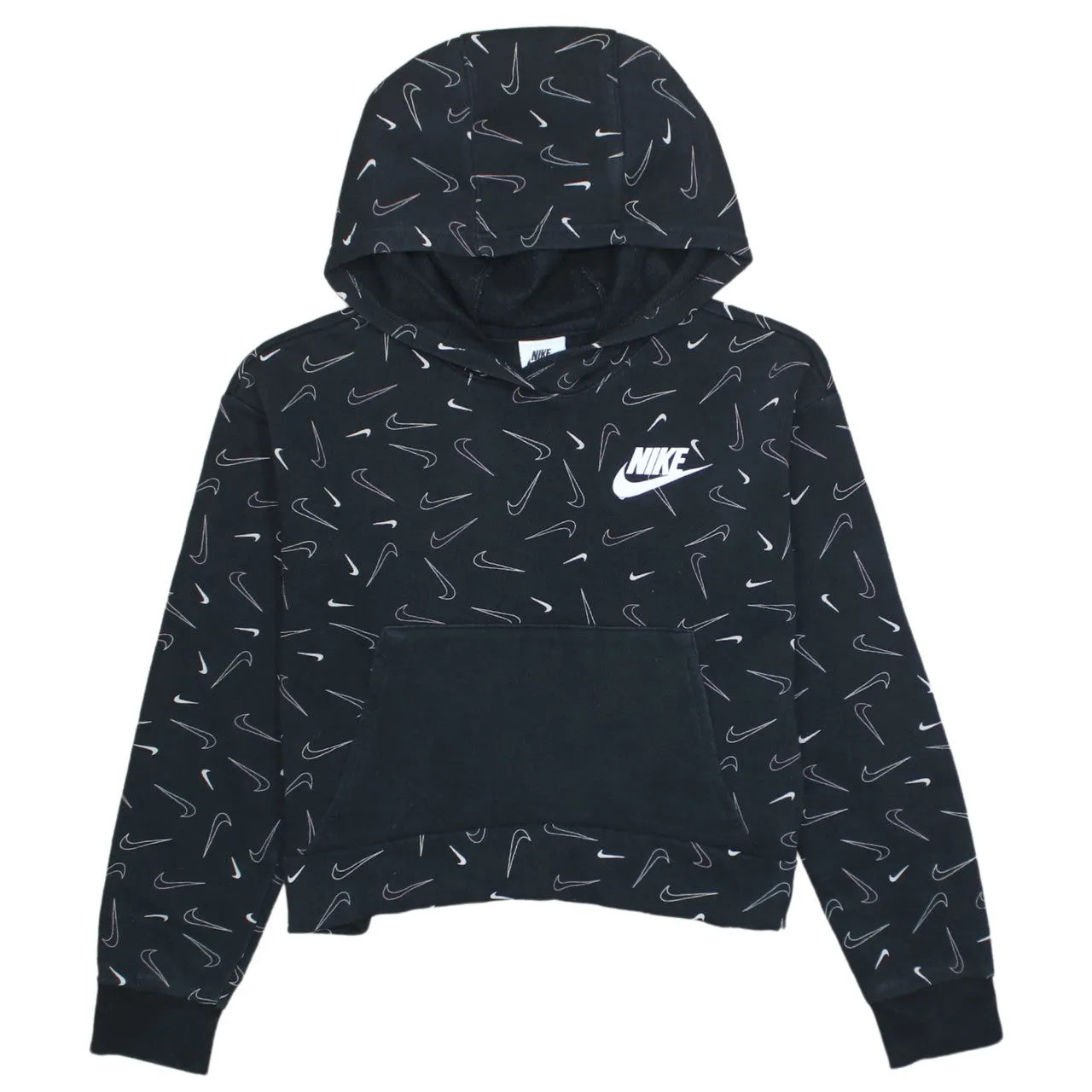 Nike Women's Large Black 90's Swoosh Hoodie Retro Vintage Pullover sold by Vintage Club