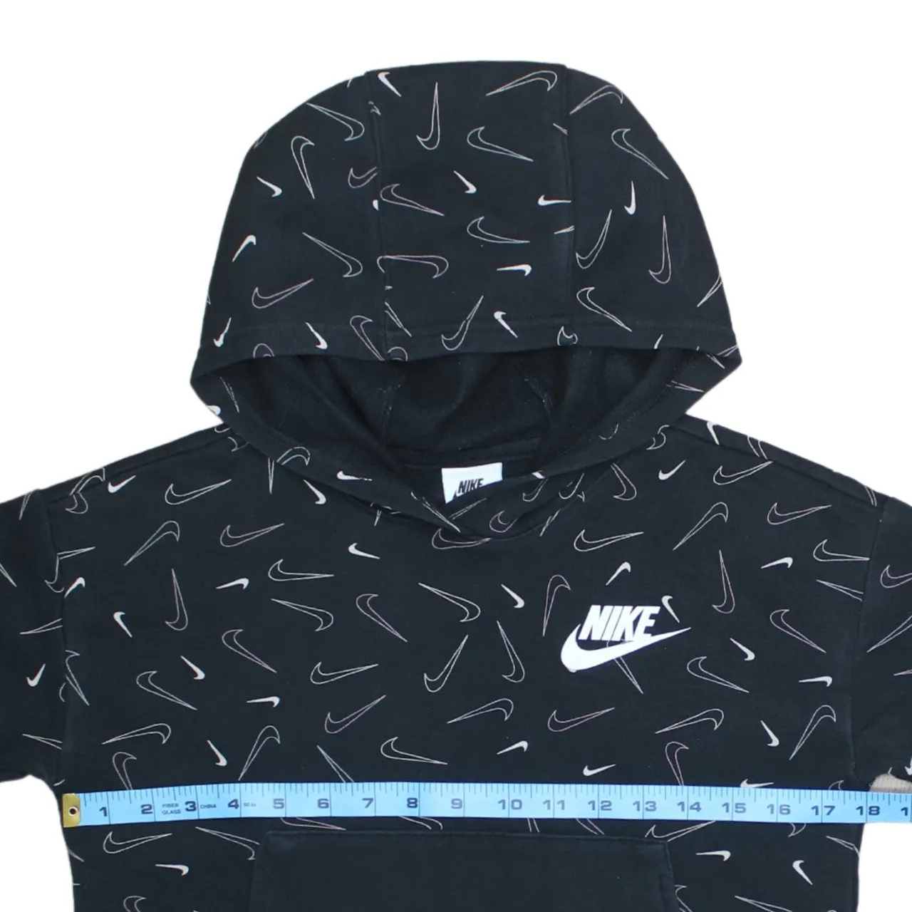 Nike Women's Large Black 90's Swoosh Hoodie Retro Vintage Pullover sold by Vintage Club product image thumbnail 5