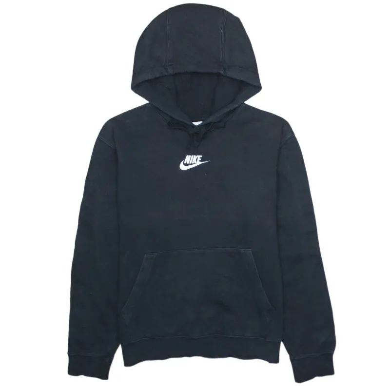 Vintage 90s Nike Black Small Hoodie with Retro Swoosh Cotton Pullover made by Nike