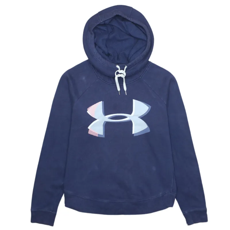 Under Armour Navy Blue Hoodie Men's Medium Printed Logo Drawstring Hood Fleece Pullover made by Under Armour