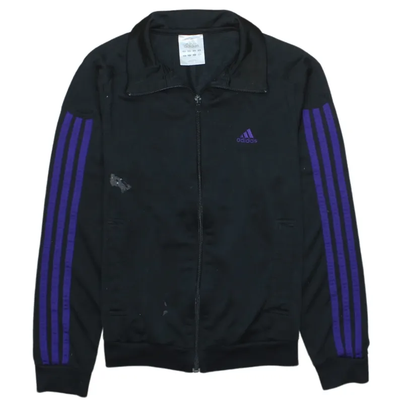 Adidas Vintage 90s Black Sweatshirt Striped Sleeve Full Zip Small made by Adidas