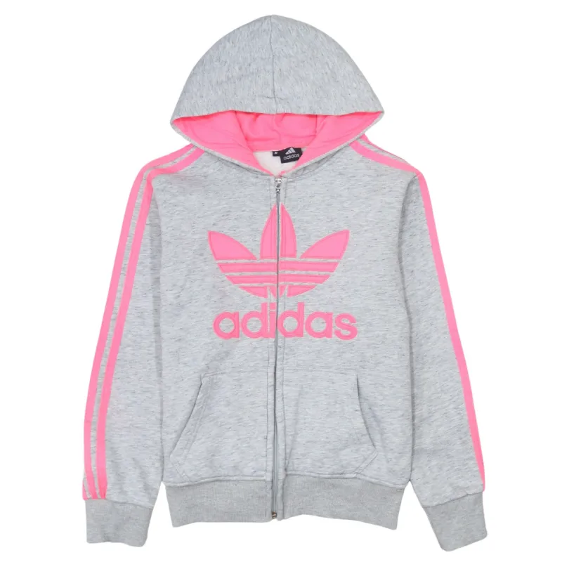 Adidas Women's Grey Vintage 90s Hoodie Spellout Medium Full Zip sold by Vintage Club