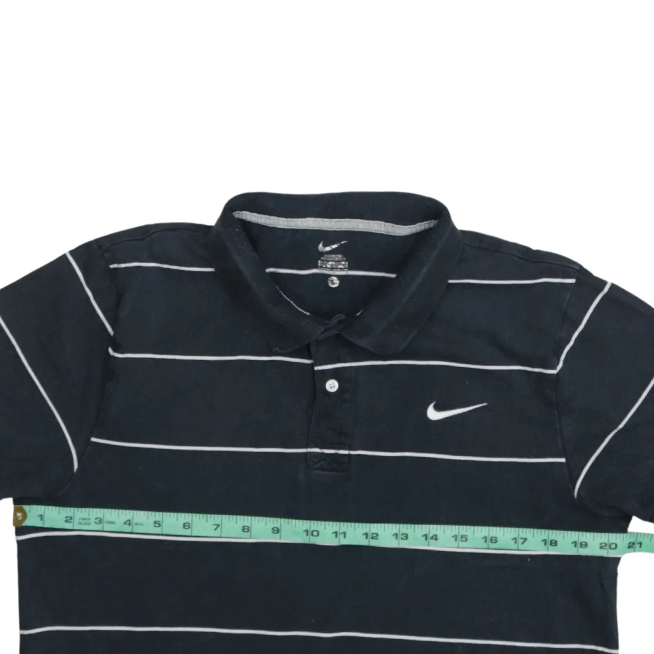 Nike Black Striped Polo Shirt Men’s Medium Embroidered Swoosh Short Sleeve Casual Top sold by Vintage Club product image thumbnail 5