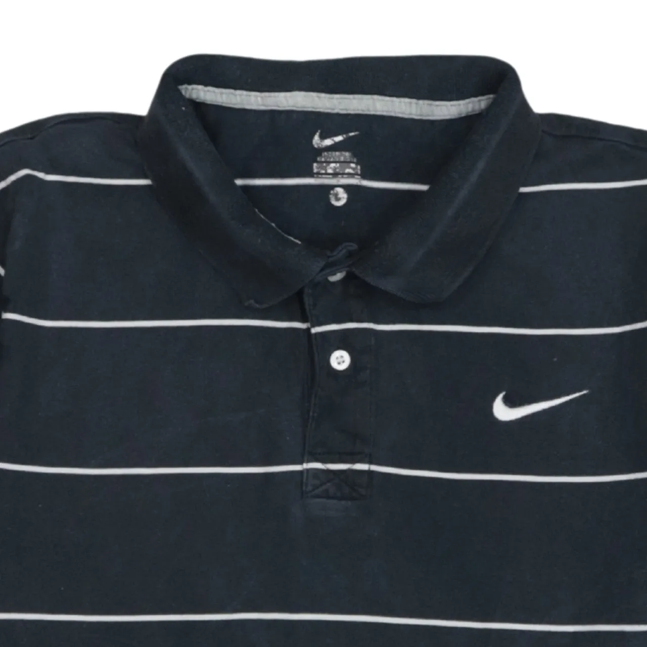 Nike Black Striped Polo Shirt Men’s Medium Embroidered Swoosh Short Sleeve Casual Top sold by Vintage Club product image thumbnail 3