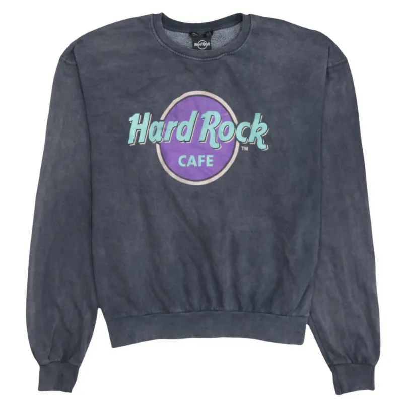 Hard Rock Cafe Faded Black Sweatshirt Men's Medium Printed Logo Crewneck Pullover Top sold by Vintage Club